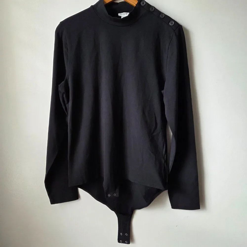 NWT J CREW MOCK NECK LONGSLEEVES BLACK BODYSUIT TOP SIZE XL